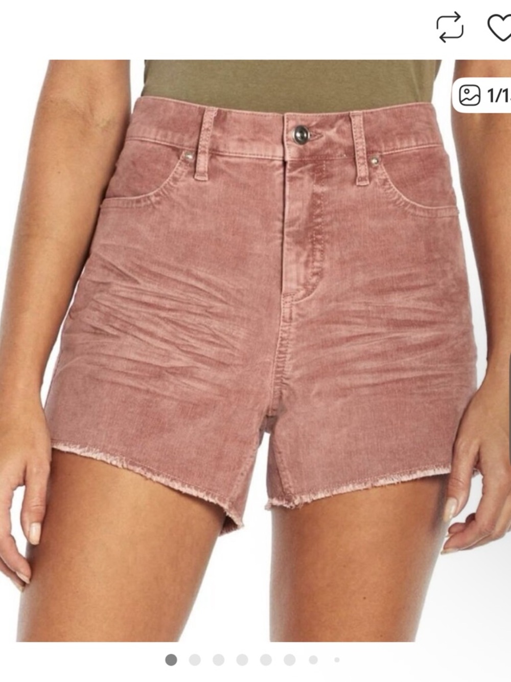 GAP mauve Pink Corduroy High-Rise Frayed Hem Shorts 4